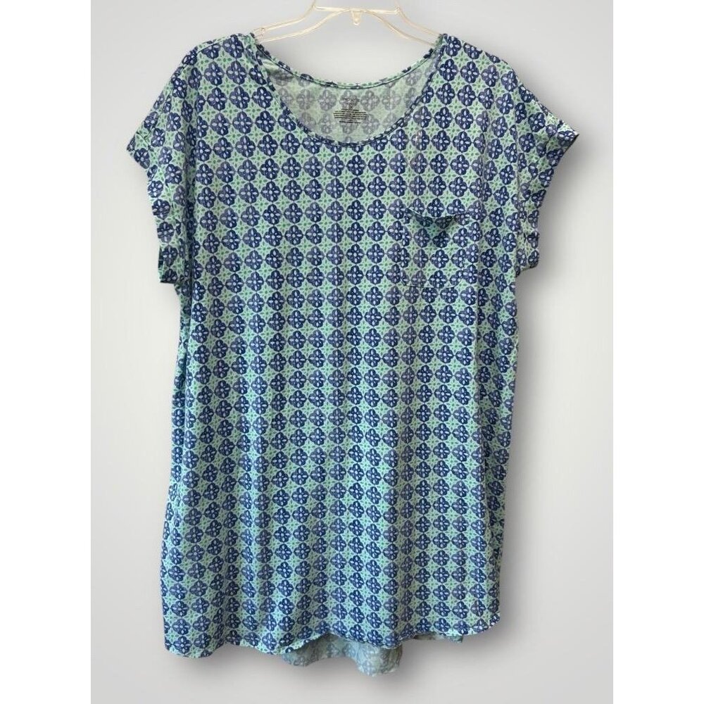 Sleep Sense 3X Nightgown Nightshirt Tee Cotton Knit Blue